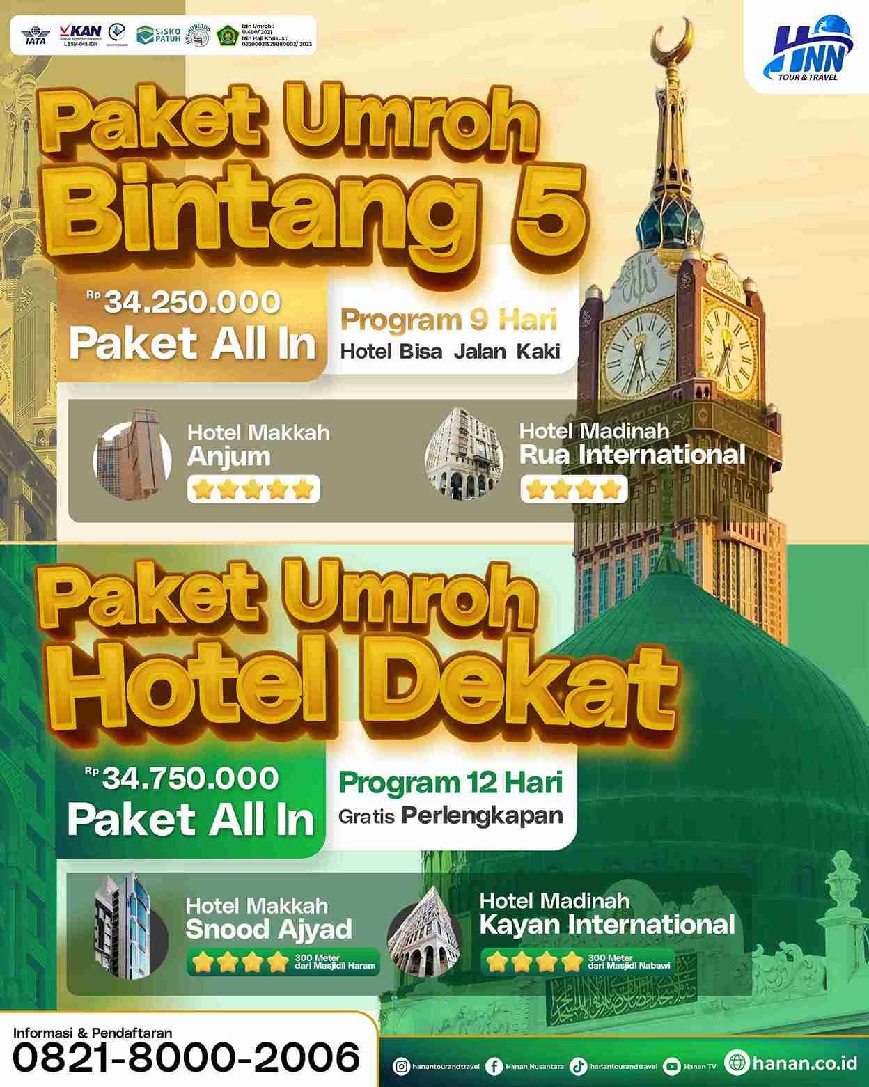 Paket & Biaya Umroh 2025 Hotel Dekat